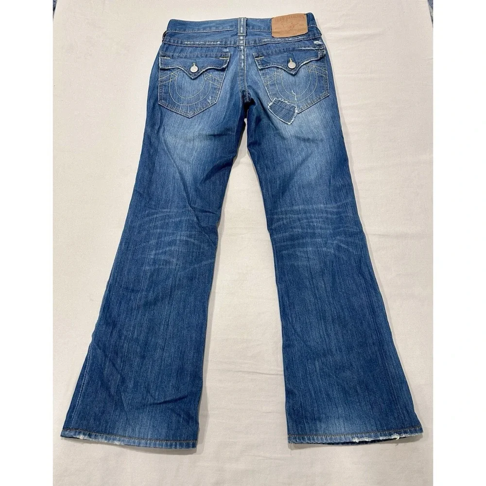 True Religion Billy Patchwork Distressed Jeans Mens 30 x31 Made in USA Blue Med